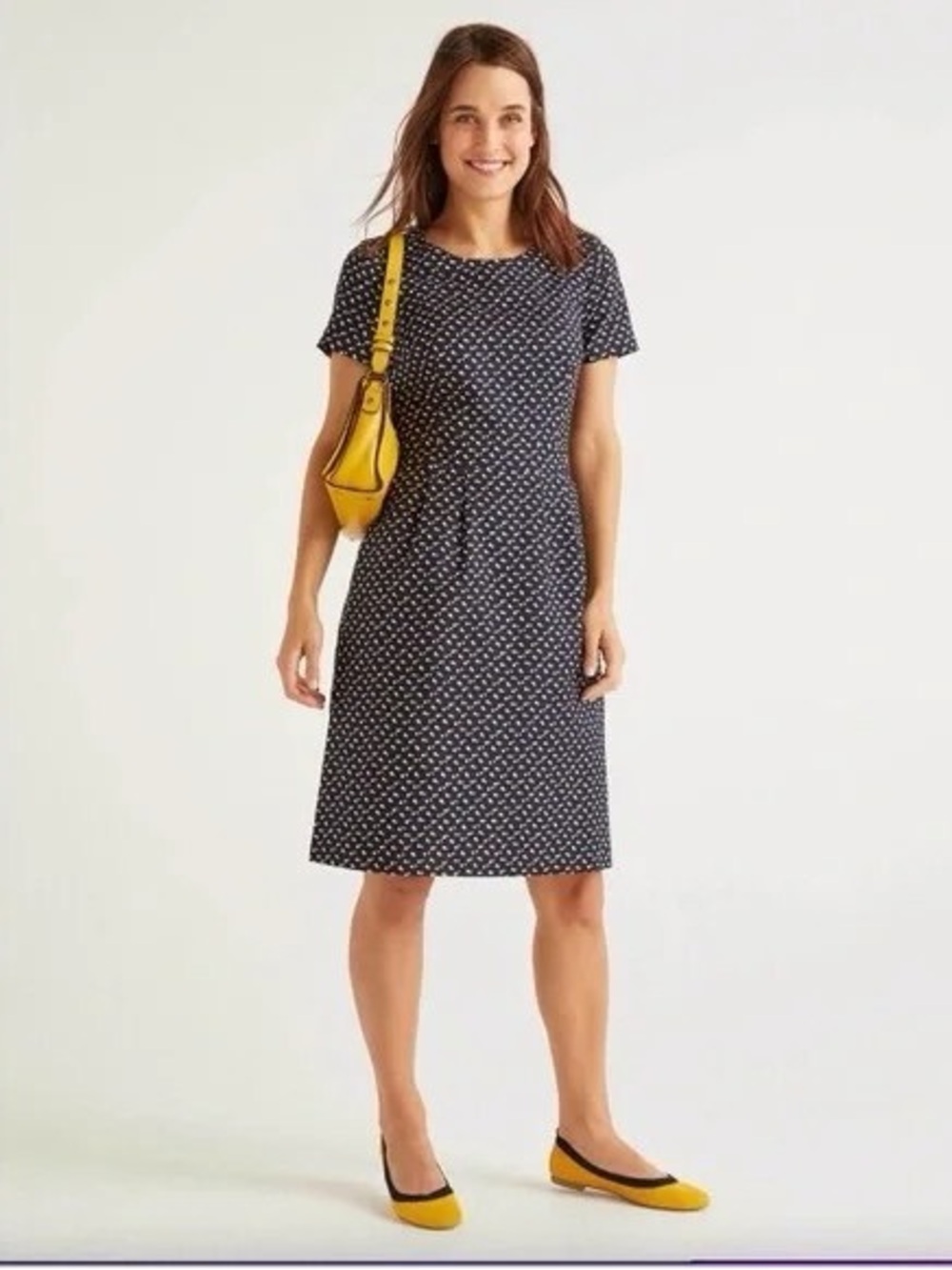 Boden Fit and Flare Navy A-Line Midi Dress